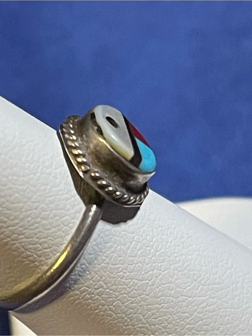 Traditional Zuni-Style “SunFace Motif “Ring Sz 5.5 -925 -Multi-Stone Inlay